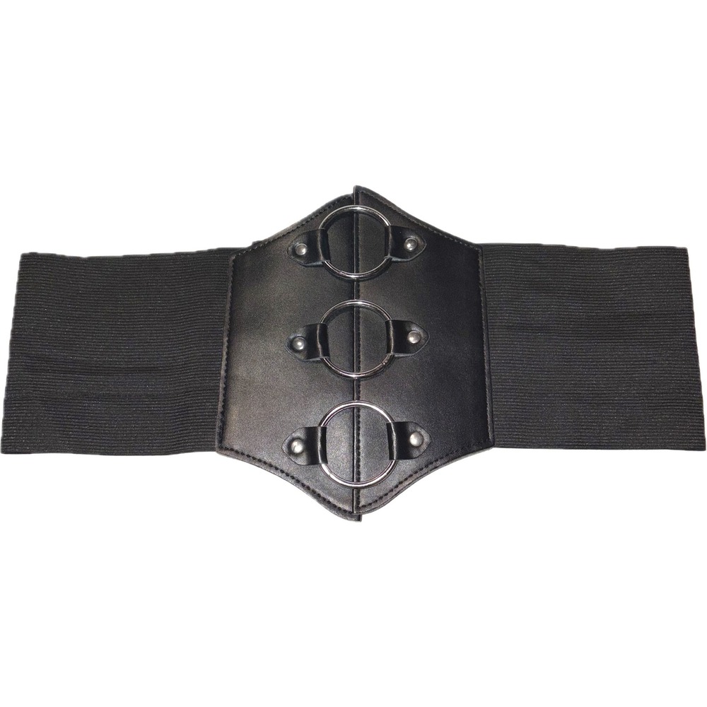 Unbranded Corset Belt O-Ring Grunge Black Elastic Waist L 31.5in W 4.75-7.75